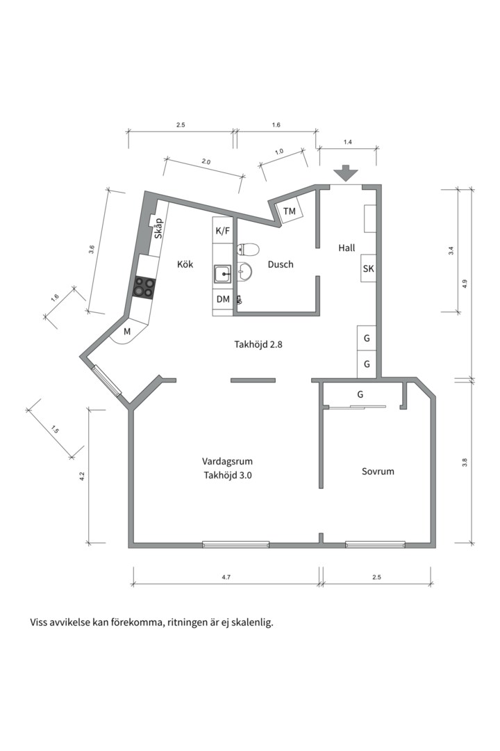 Planlösning från Karlbergsvägen 84A, 0,5tr, Såld i Vasastan - Birkastan, Stockholm
