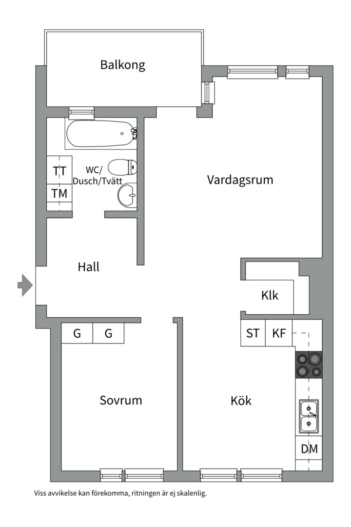 Planlösning från Siktargatan 14, Såld i Kungsängen, Uppsala