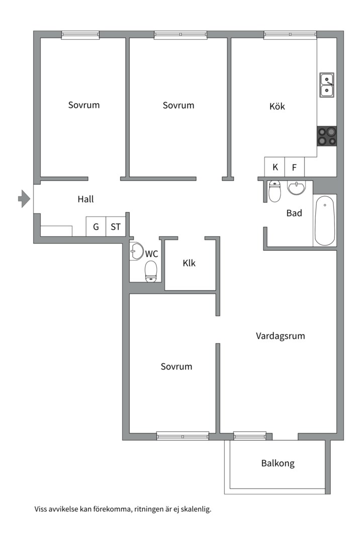 Planlösning från Landåvägen 73, Såld i Jarlaberg, Nacka