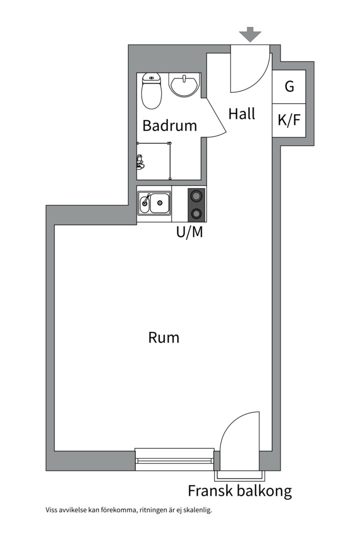 Planlösning från Fredsgatan 4A, Såld i Främre Luthagen, Uppsala