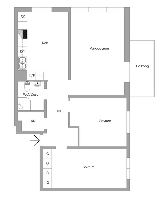 Planlösning från Edinsvägen 11, Såld i Ektorp, Nacka