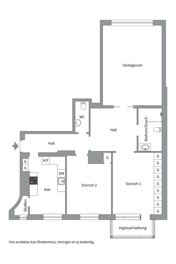 Planlösning från Östra ågatan 17, Såld i Centrum, Uppsala