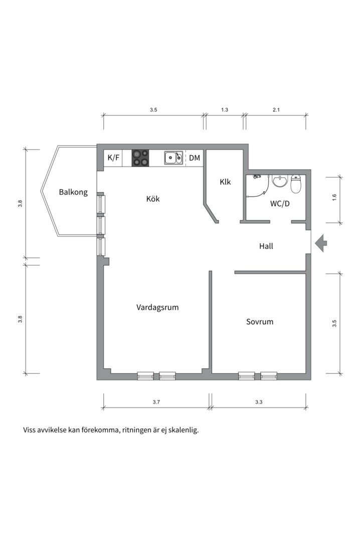 Planlösning från Djäknegatan 50, Såld i Kapellgärdet, Uppsala