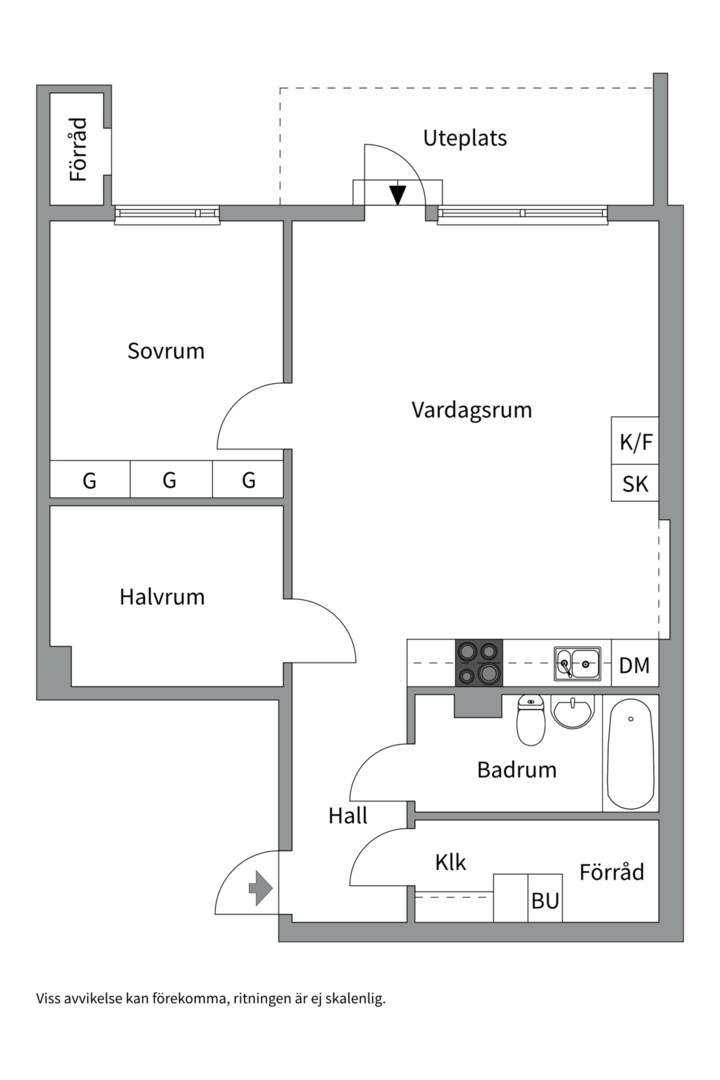Planlösning från Valthornsvägen 52 F, Såld i Gottsunda, Uppsala