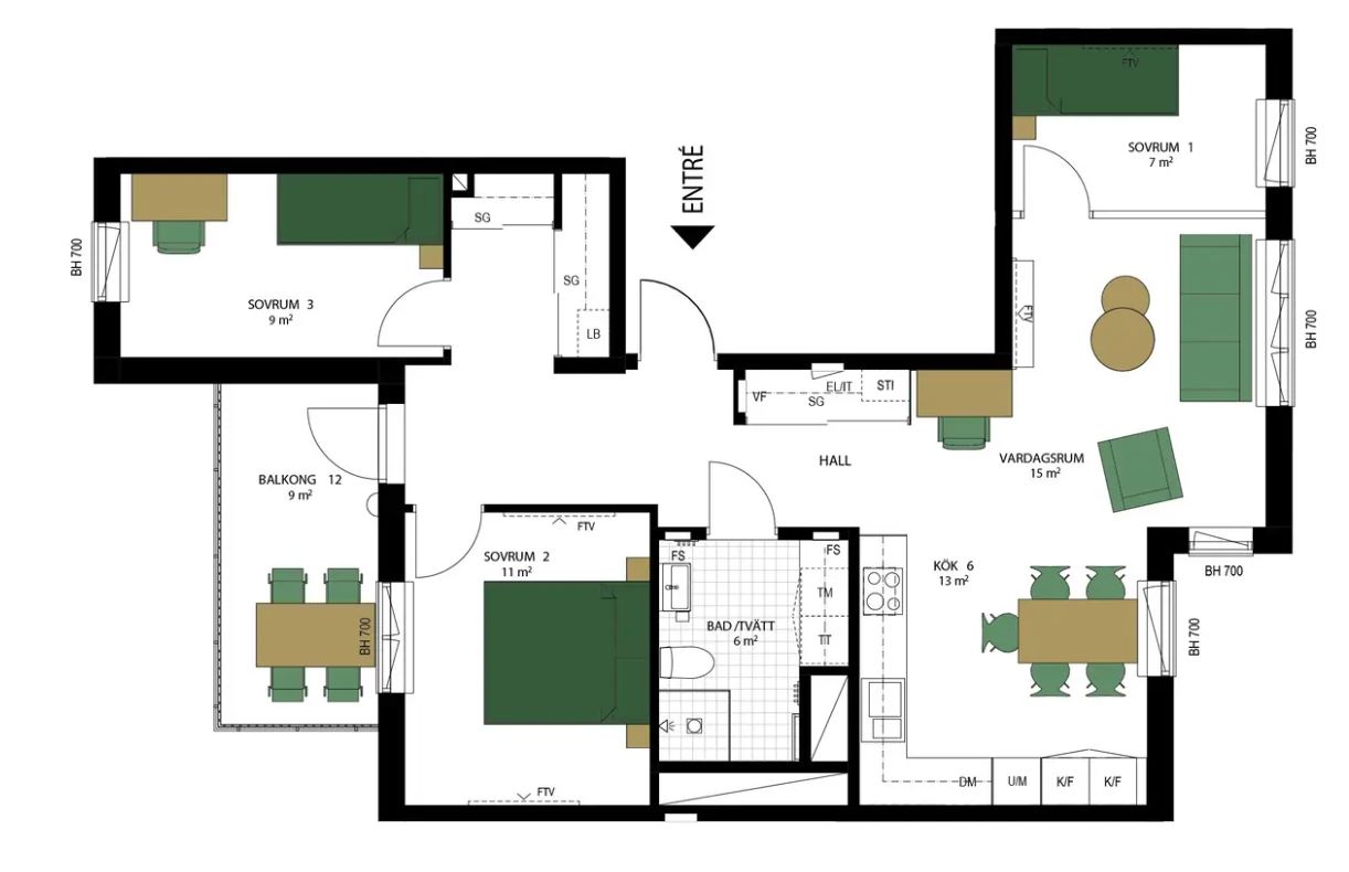 Planlösning från Sockergatan 4, Såld i Centrum, Uppsala