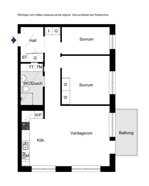Planlösning från Kantorsgatan 5, Såld i Kapellgärdet, Uppsala