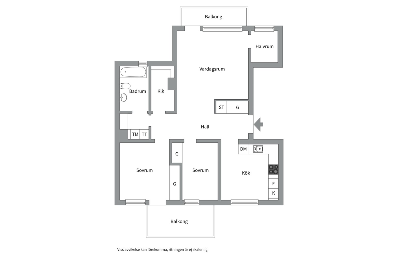 Planlösning från Hugingatan 11, Såld i Kungsängen, Uppsala