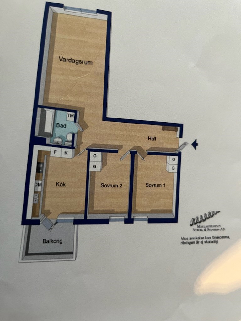 Planlösning från Diligensvägen 7, Såld i Jarlaberg, Nacka