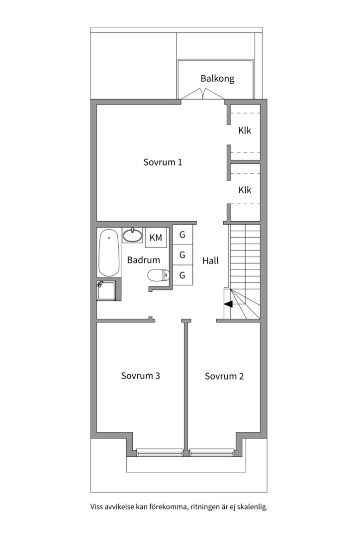 Planlösning från Eriksgatan 36, Såld i Centrum, Enköping
