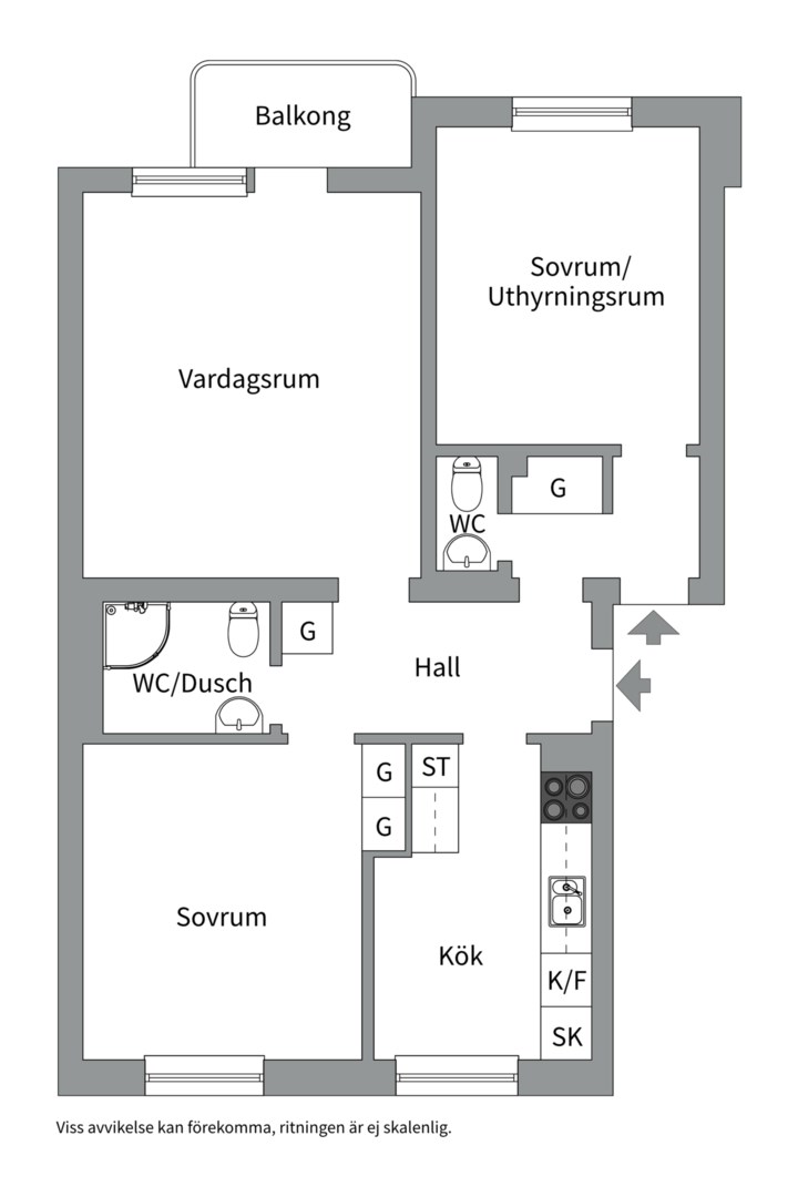 Planlösning från Frodegatan 15A, Såld i Fålhagen, Uppsala