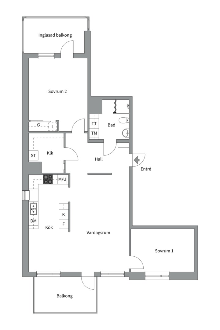 Planlösning från Gimogatan 8C, Såld i Luthagen, Uppsala