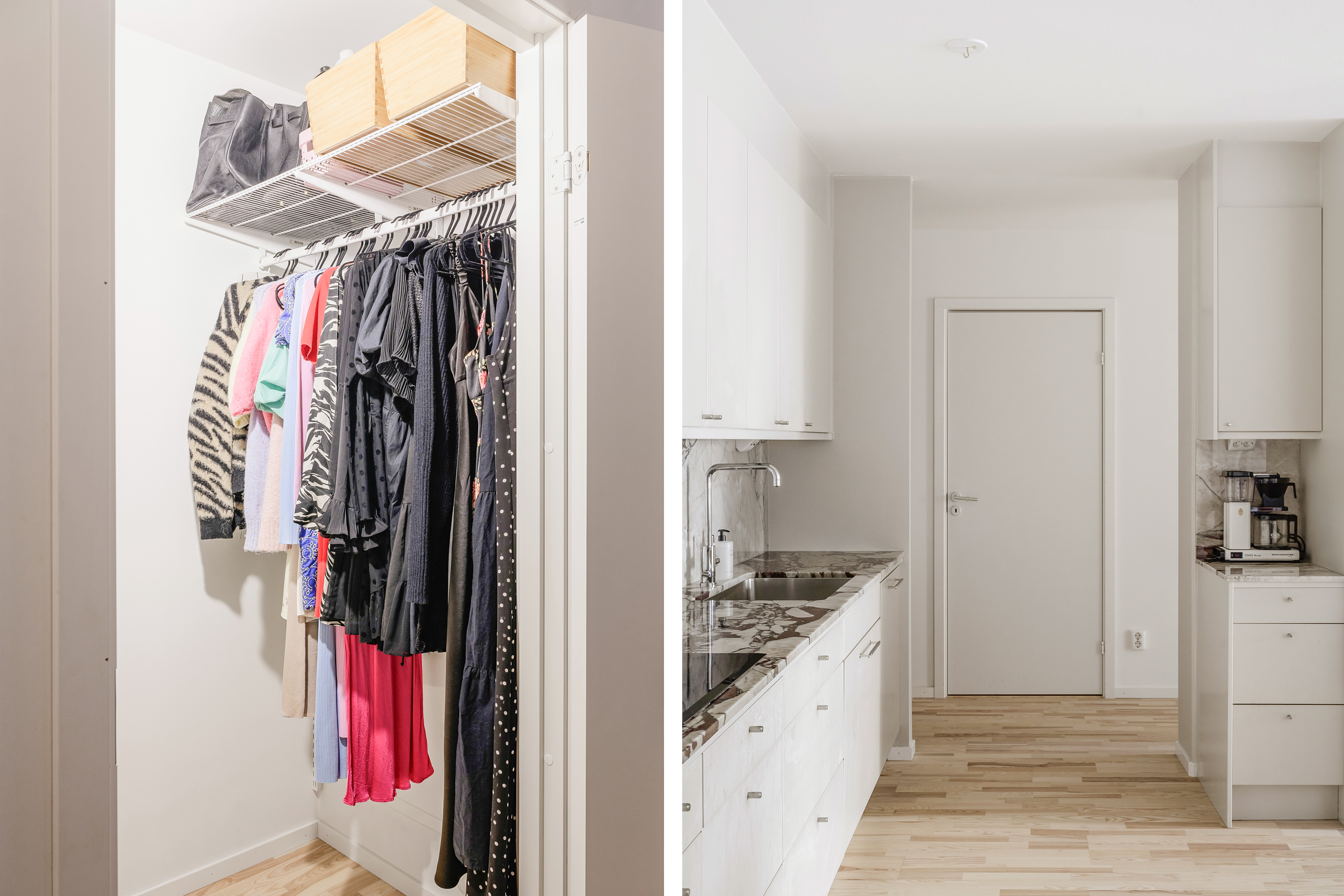 Ytterligare klädkammare i anslutning till kök och sovrum.