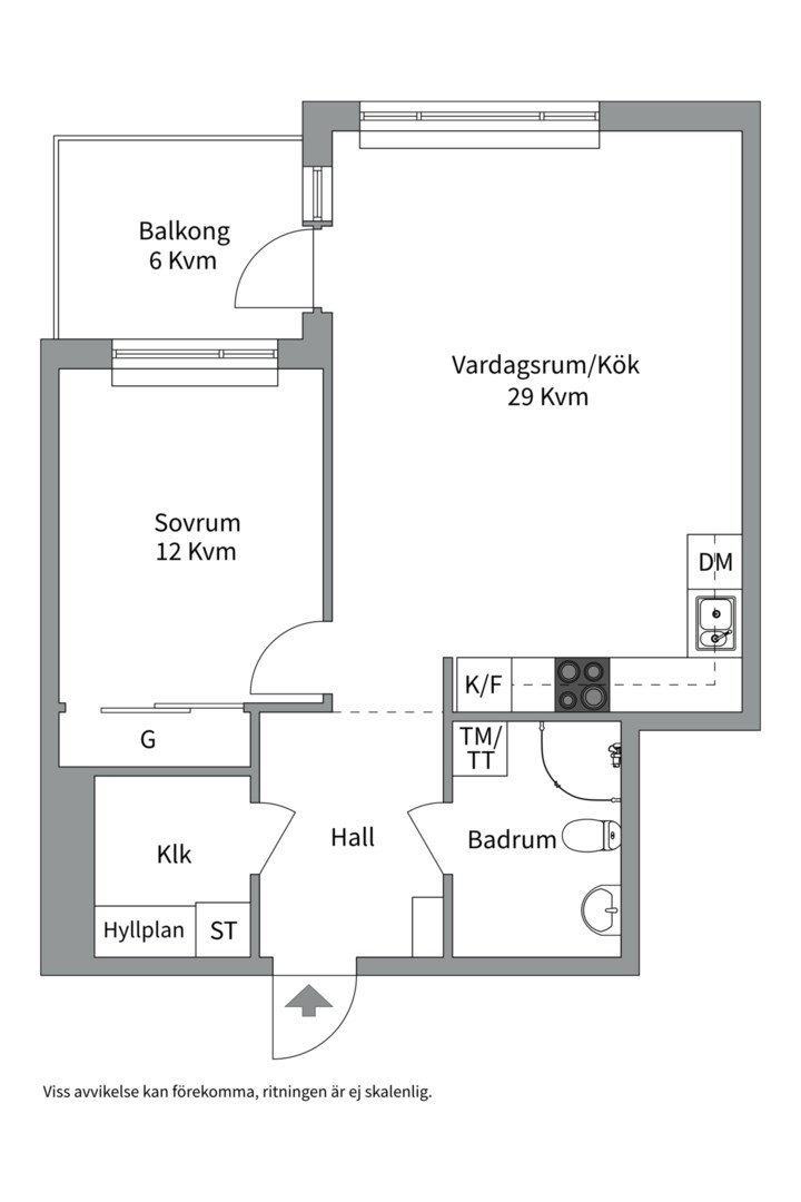 Planlösning från Vattholmavägen 6C, Såld i Kapellgärdet, Uppsala