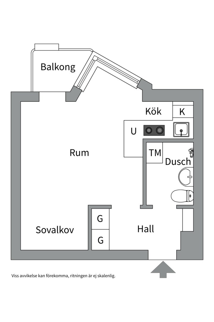 Planlösning från Götgatan 14B, Såld i Främre Luthagen, Uppsala