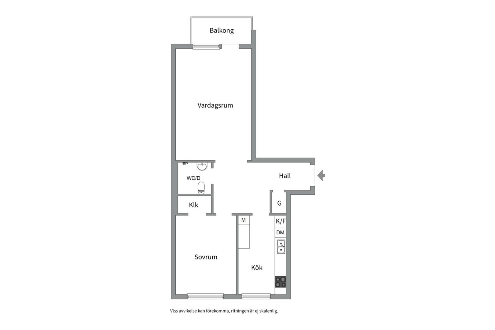 Planlösning från Bredmansgatan 4D, Såld i Luthagen, Uppsala