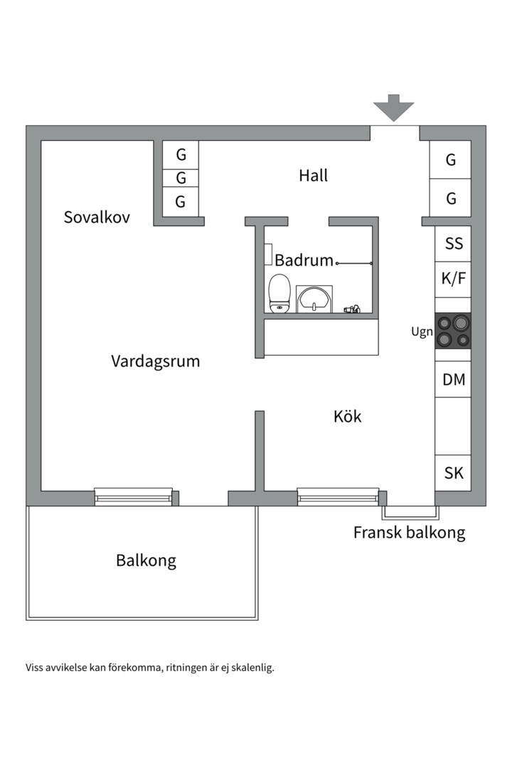 Planlösning från Fredrik Jahns Gränd 12, Såld i Finntorp, Nacka