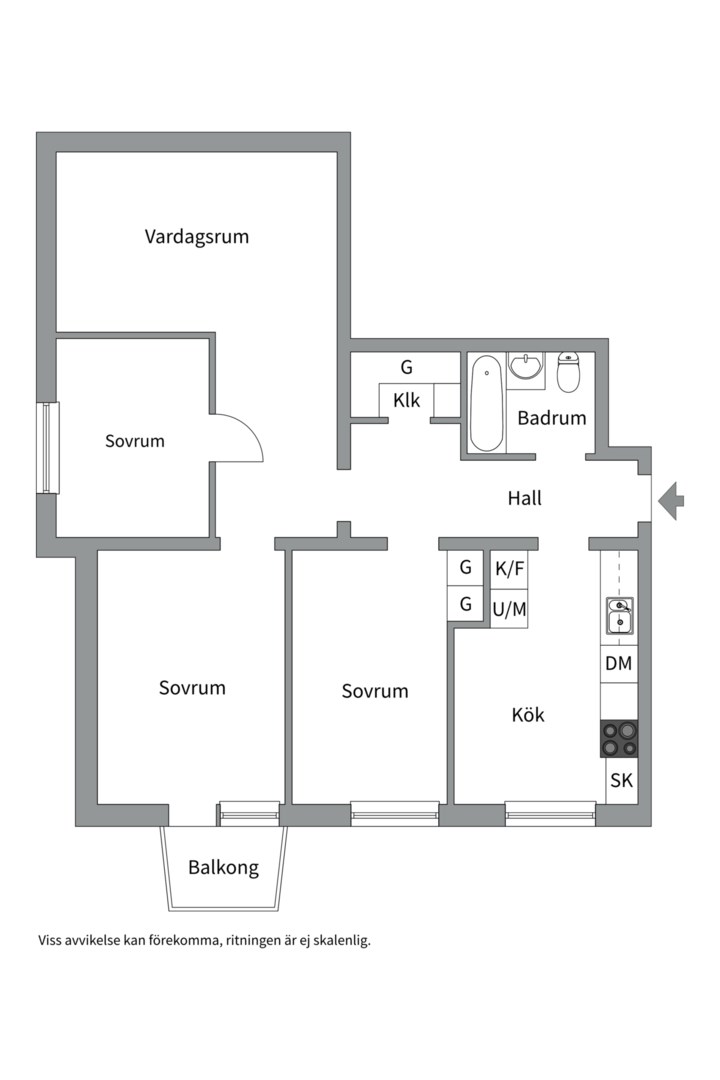 Planlösning från Stigbergsvägen 11, Såld i Eriksberg, Uppsala