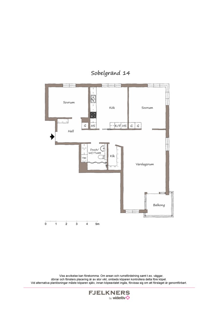 Planlösning från Sobelgränd 14, Såld i Bromma - Stora Mossen, Stockholm