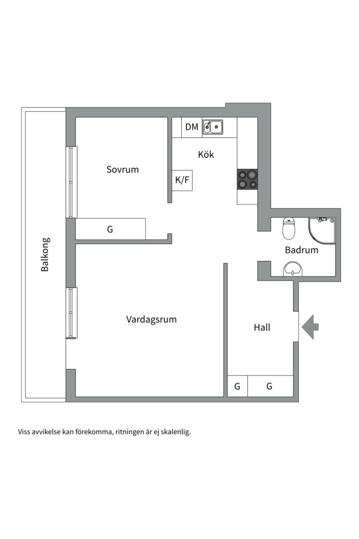 Planlösning från Salagatan 55B, Såld i Fålhagen, Uppsala