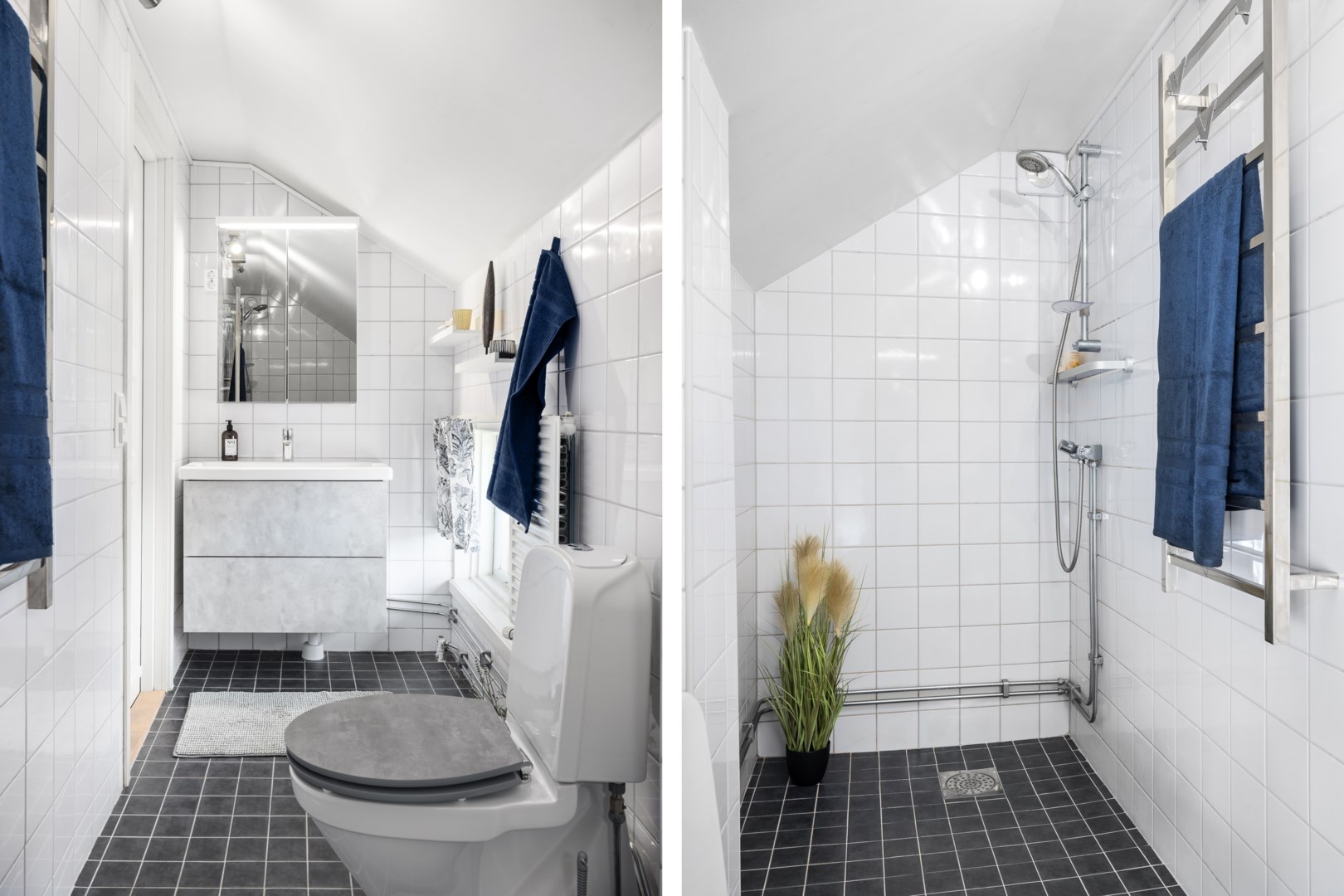 Badrum med plats för tvättmaskin