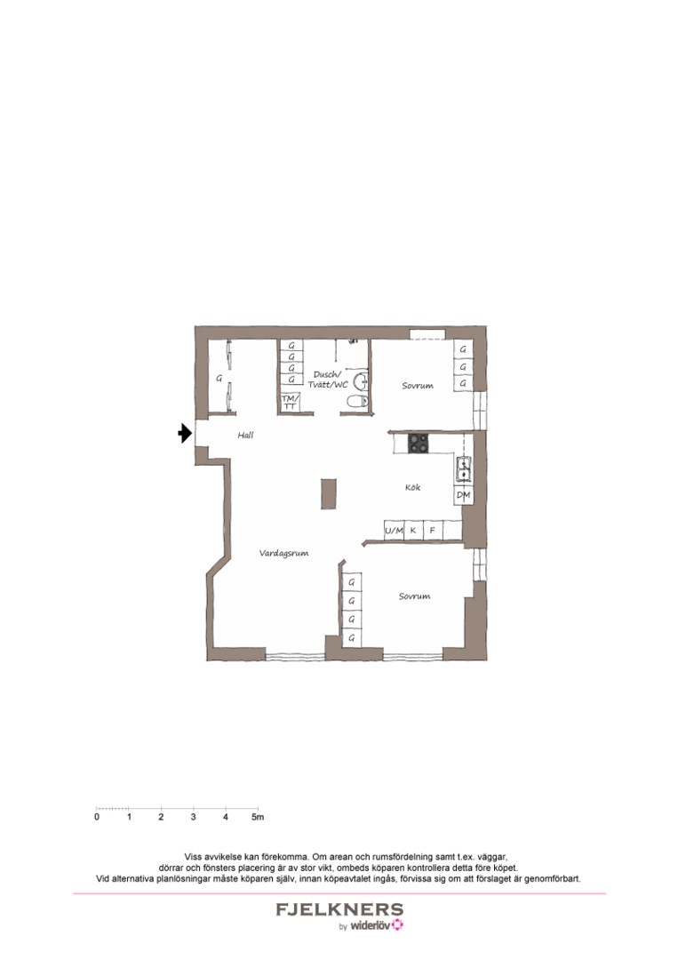 Planlösning från Alviksvägen 32, Såld i Bromma - Äppelviken, Stockholm