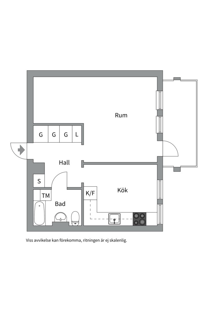 Planlösning från Skarpövägen 37, 1tr, Såld i Västra Orminge, Nacka