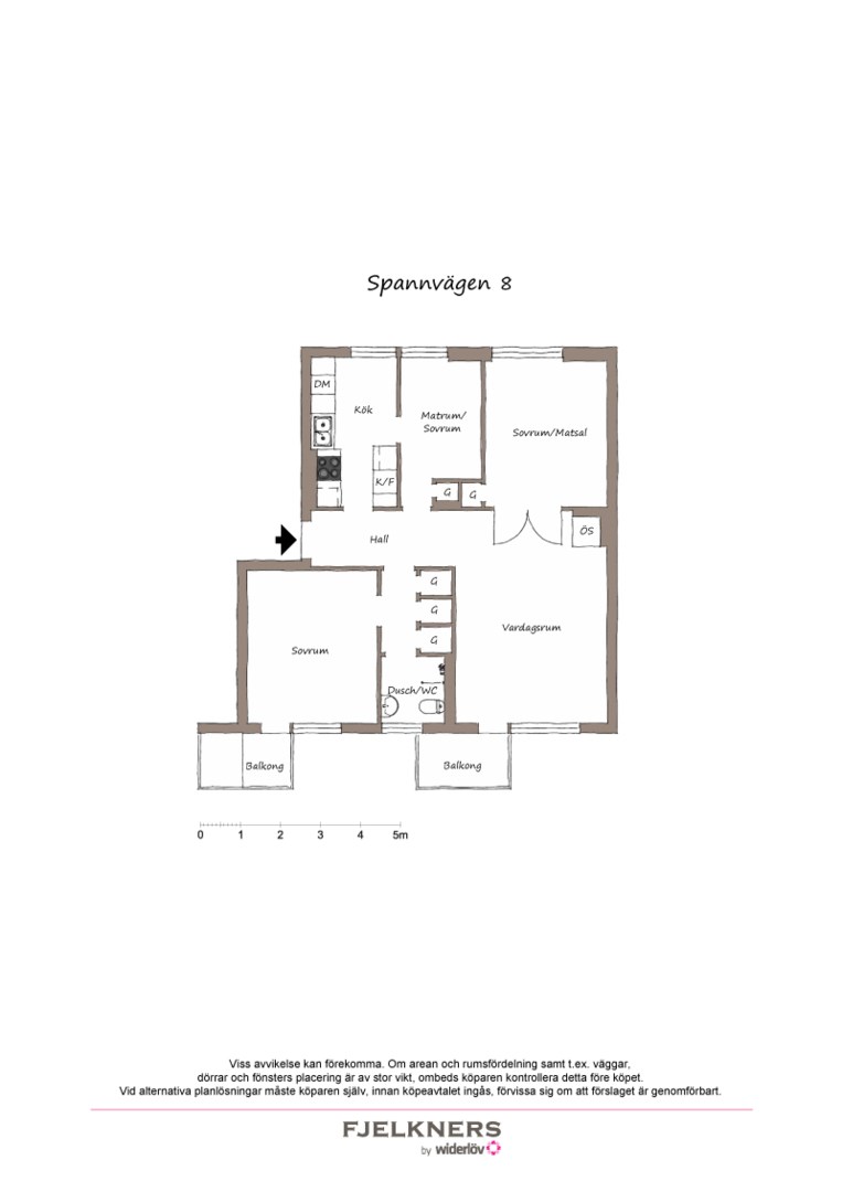 Planlösning från Spannvägen 8, Såld i Bromma - Åkeslund, Stockholm