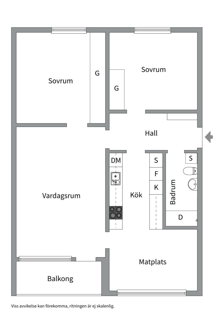 Planlösning från Elin Wägnersgatan 1, Såld i Nyby, Uppsala