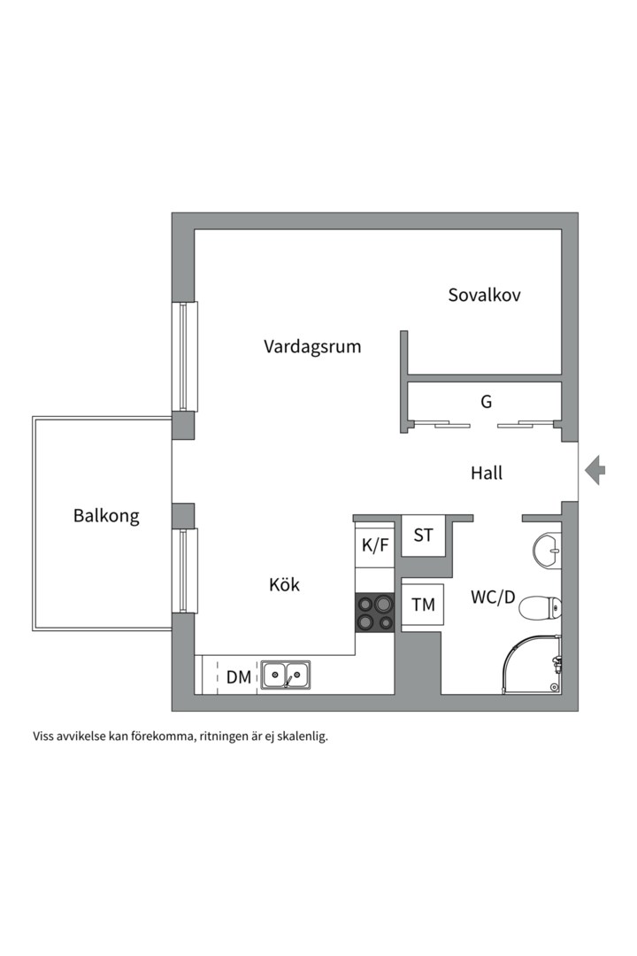 Planlösning från Torngatan 34, Såld i Kapellgärdet, Uppsala