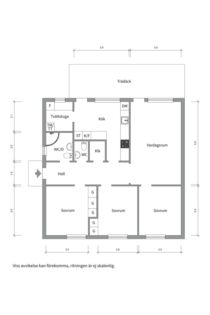 Planlösning från Åkervägen 7I, Såld i Sunnersta, Uppsala