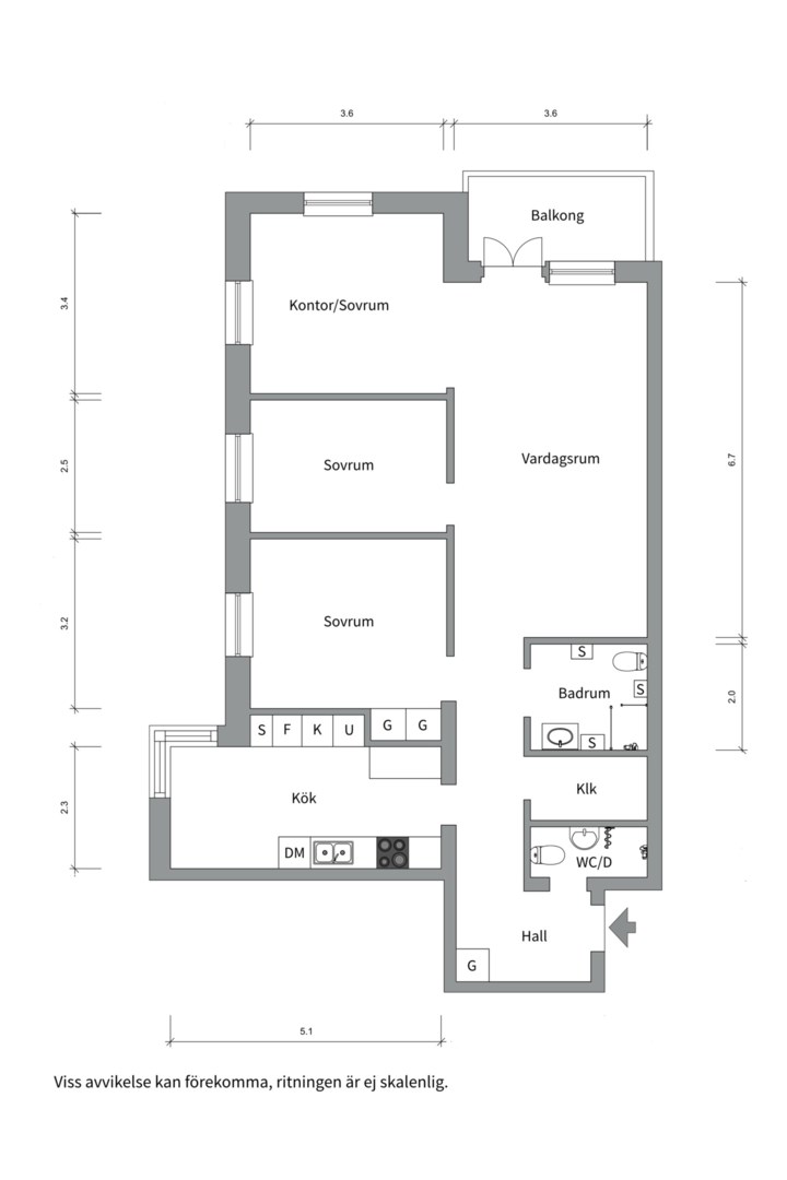 Planlösning från Hamnesplanaden 6, Såld i Centrum, Uppsala