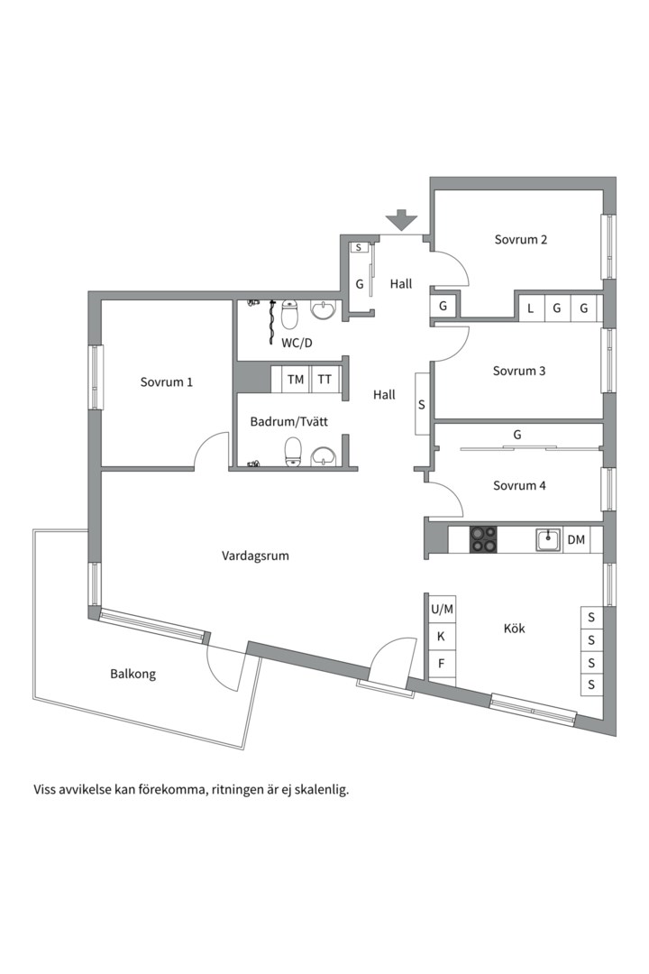 Planlösning från Finnboda parkväg 16A, 4 tr, Såld i Finnboda Hamn, Nacka