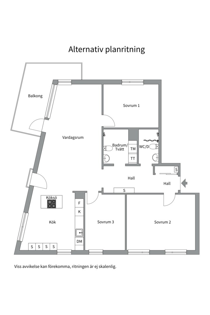 Planlösning från Finnboda parkväg 16A, 4 tr, Såld i Finnboda Hamn, Nacka