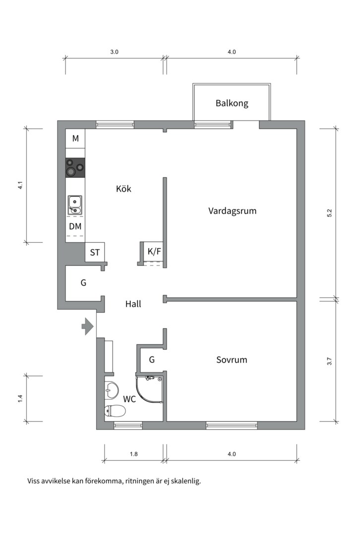 Planlösning från Österängsgatan 3, Såld i Fålhagen, Uppsala