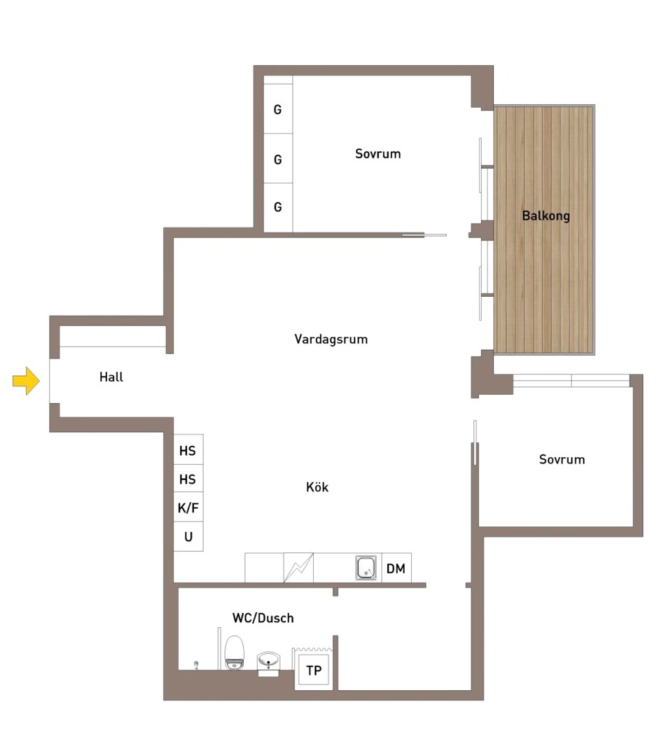 Planlösning från Fabrikörvägen 10D, Såld i Nacka Strand, Nacka