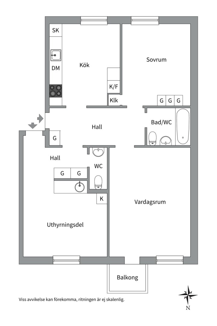 Planlösning från Hällbygatan 34 A, Såld i Luthagen, Uppsala