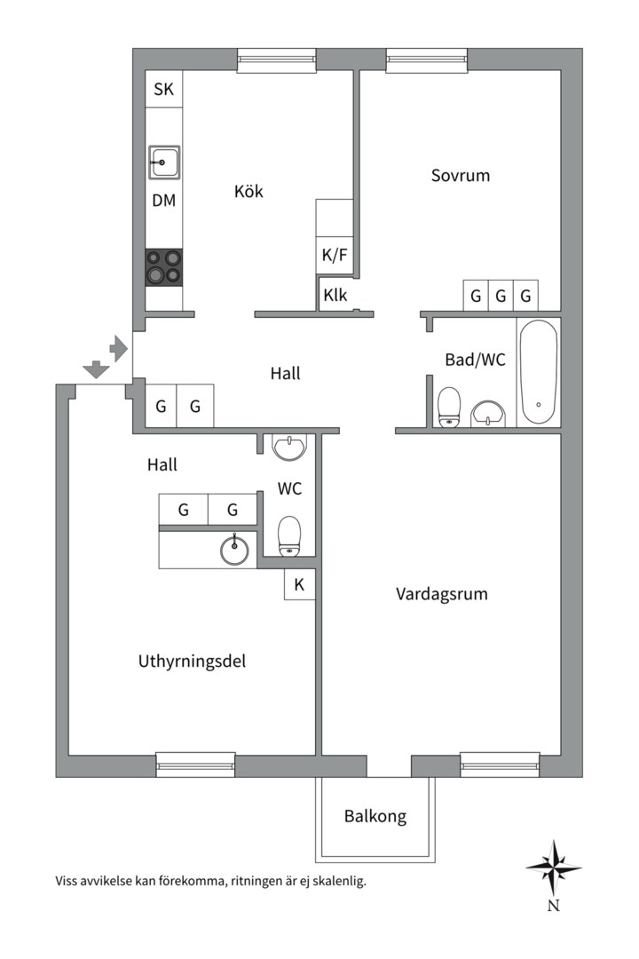 Planlösning från Hällbygatan 34 A, Såld i Luthagen, Uppsala