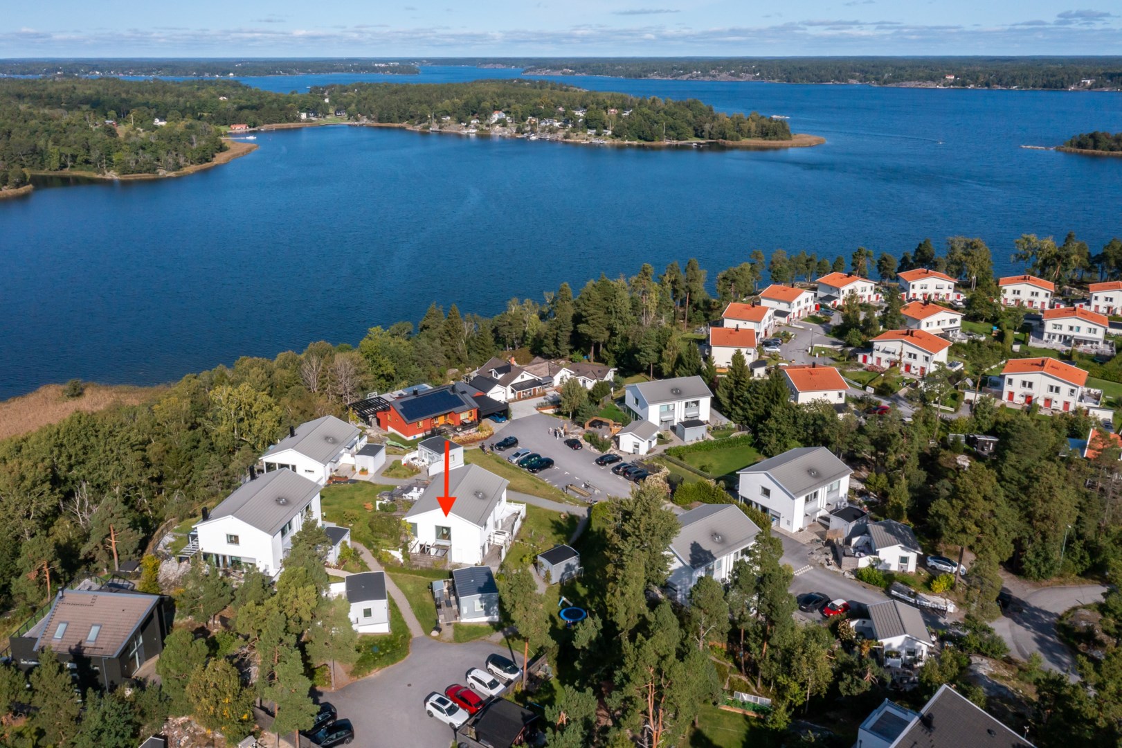 Vy över föreningen med huset utmarkerat