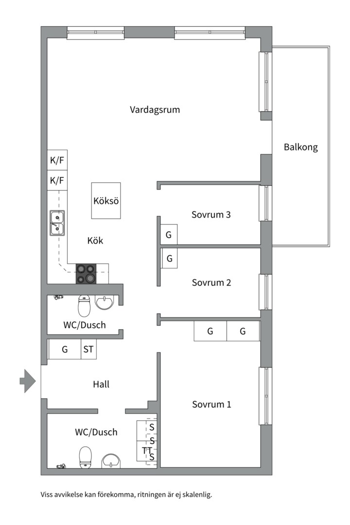 Planlösning från Kantorsgatan 9, Såld i Kapellgärdet, Uppsala