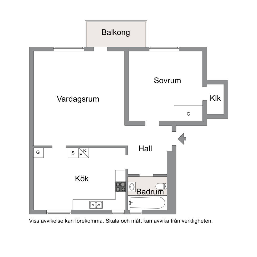 Planlösning från Kinnekullevägen 53, 2 tr, Såld i Bromma - Traneberg, Stockholm