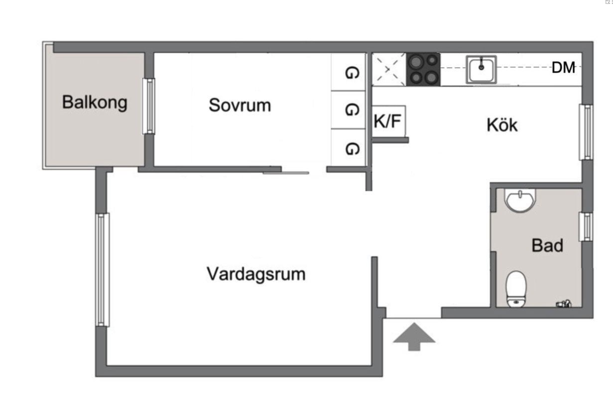 Planlösning från Ugglevägen 1D, Såld i Ektorp, Nacka