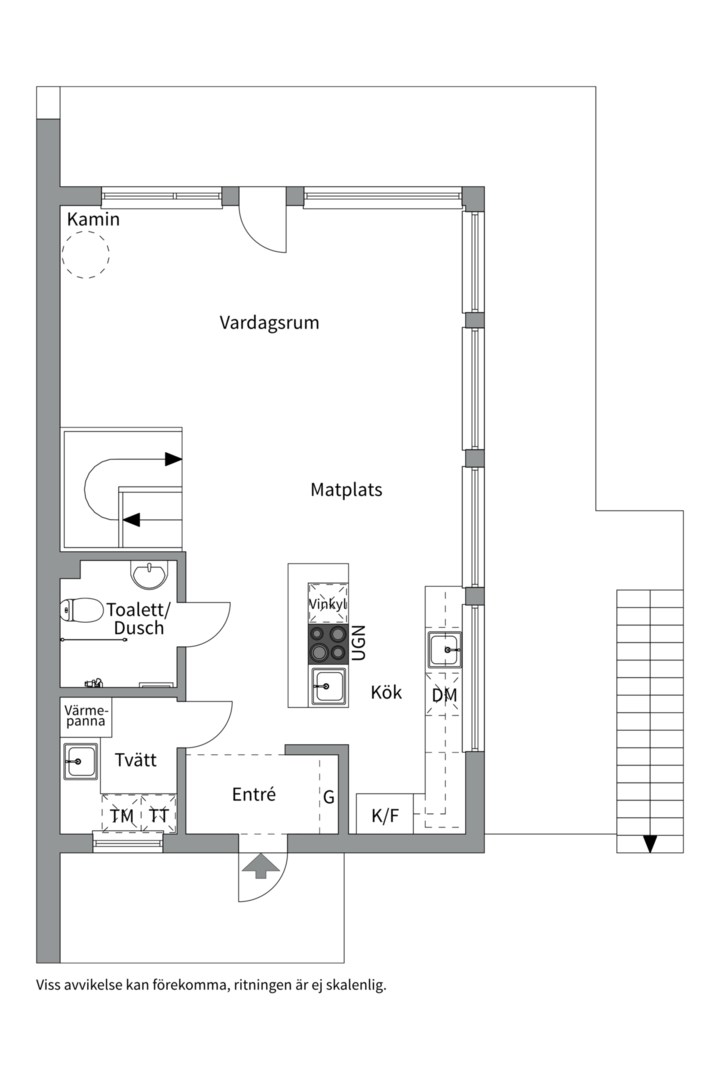 Planlösning från Kapellgränd 3A, Såld i Skuru, Nacka