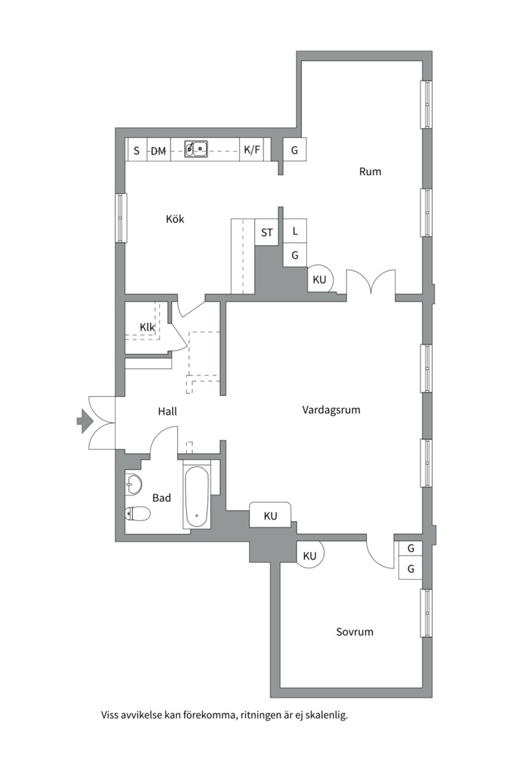 Planlösning från S:t Johannesgatan 23L, Såld i Öfre Slotts, Uppsala