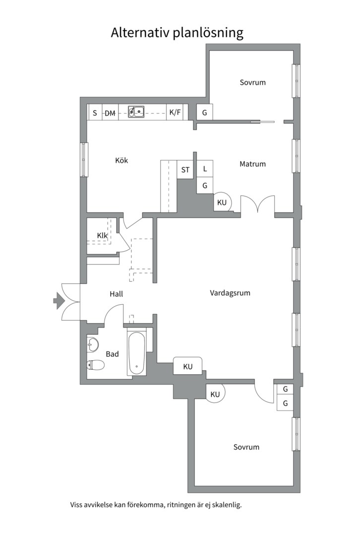 Planlösning från S:t Johannesgatan 23L, Såld i Öfre Slotts, Uppsala