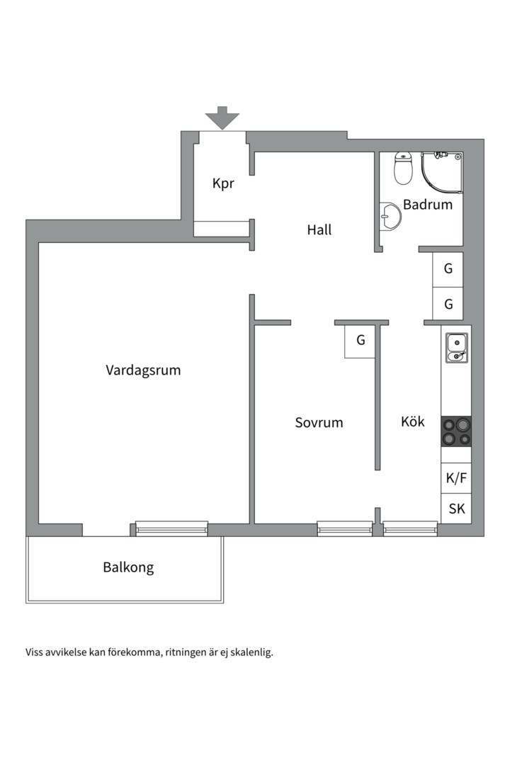 Planlösning från Odensgatan 4 A, Såld i Främre Luthagen, Uppsala