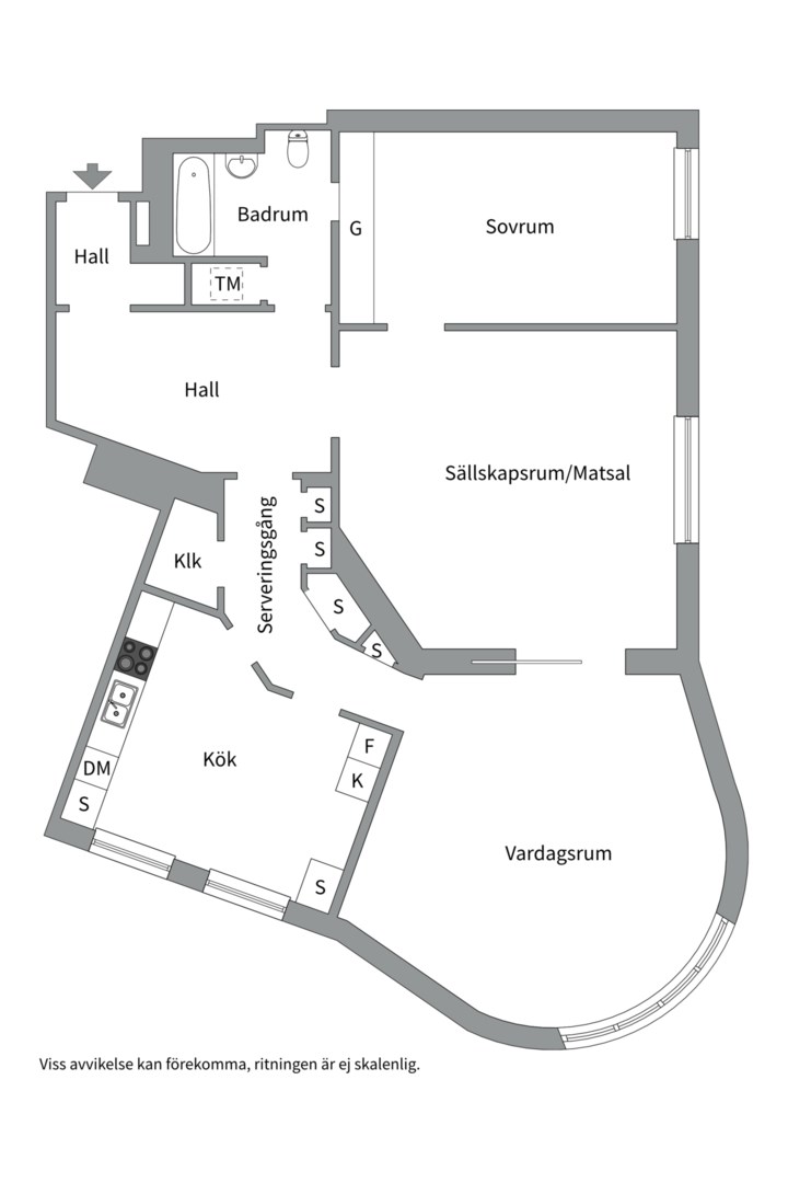 Planlösning från Karlbergsvägen 43B, 5 tr, Såld i Vasastan - Birkastan, Stockholm