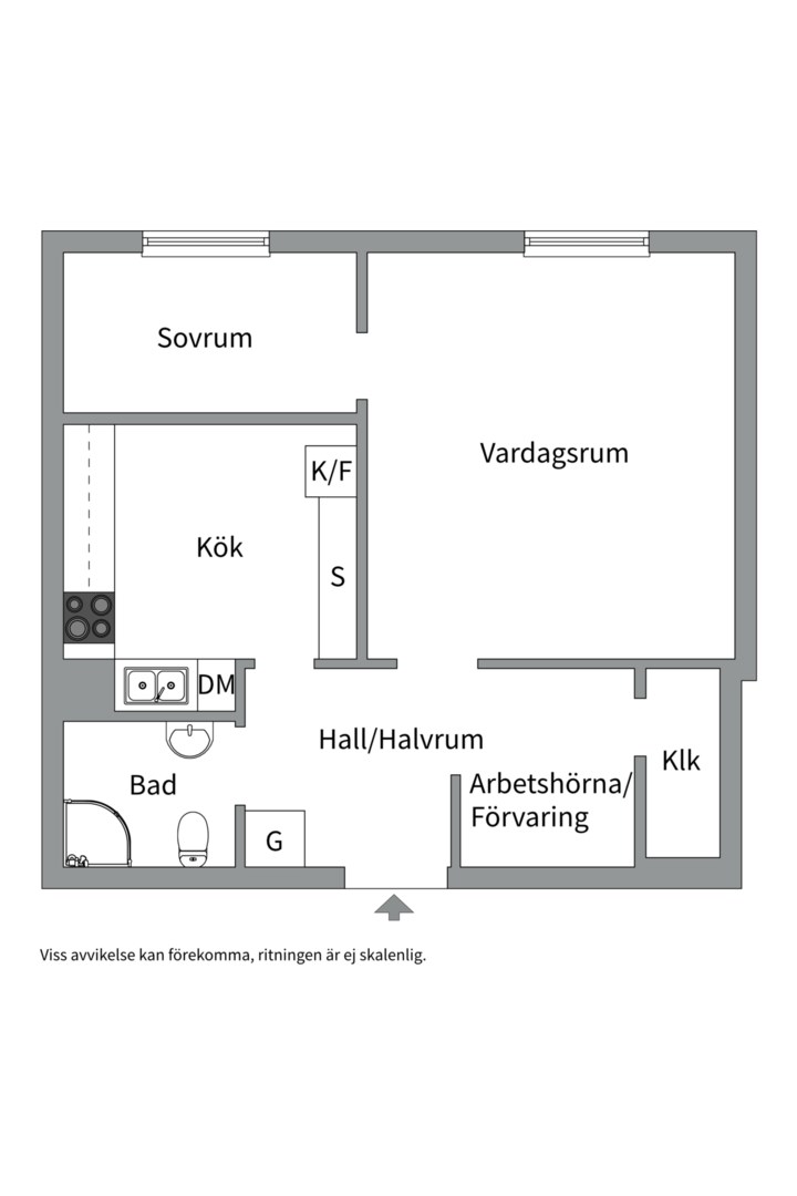Planlösning från Väderkvarnsgatan 43A, Kommande i Fålhagen, Uppsala