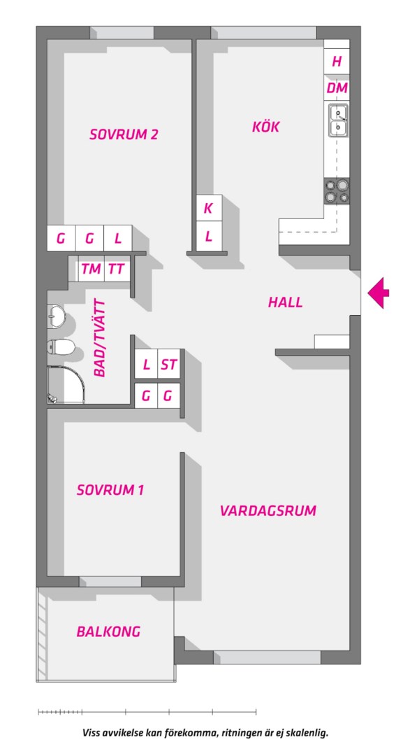 Planlösning från Portalgatan 59, Såld i Kapellgärdet, Uppsala