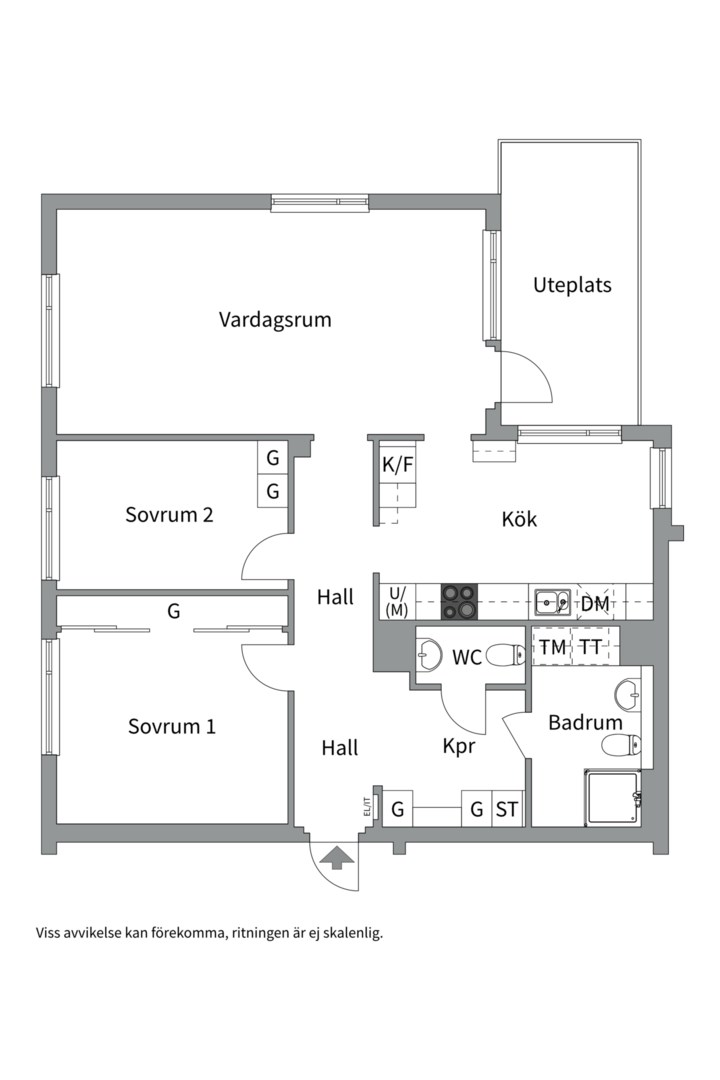 Planlösning från Ventilvägen 3, Såld i Lillängen, Nacka