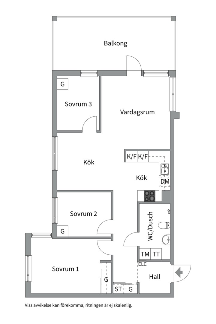 Planlösning från Henry Wemans väg 12, Kommande i Gottsunda, Uppsala